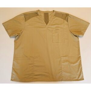 Maevn EON Men 2XL Scrub Top Khaki Tan V-Neck Mesh 3-Pocket Nursing Hospital 5308